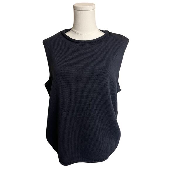 Casual Corner Sweaters - Navy Women’s Rollneck Sleeveless Sweater Shell XL 100% Cotton USA Made